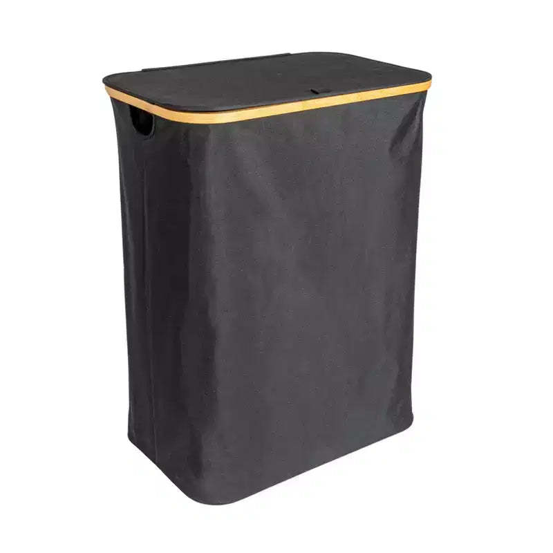Sleek Laundry Hamper with Dual Mesh Liners and Lid, Black