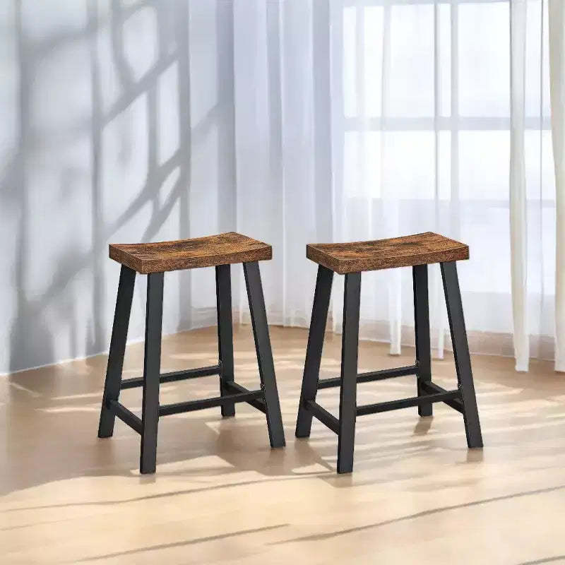 2 Pack Bar Stools, Bar Chairs, Kitchen Breakfast Bar Stools with Footrest, 23.6 Inches High