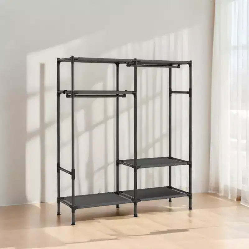 65 Inch Freestanding Portable Wardrobe Heavy Duty Clothes Rack Hanging Closet Organizer, Clothing Storage for Cloakroom and Bedroom