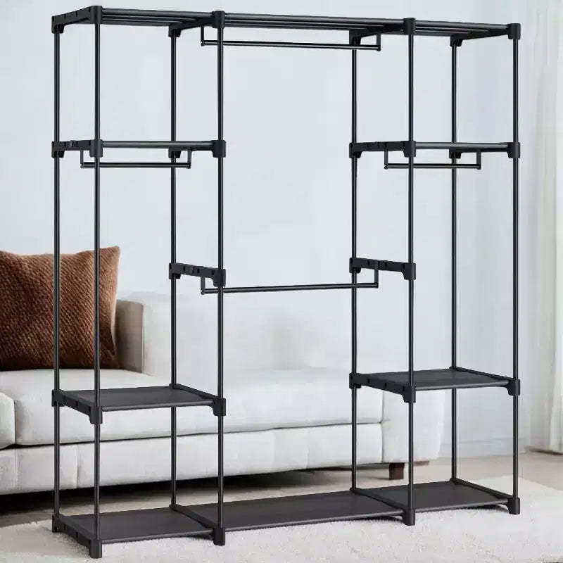 59.5 x 16.9 x 65.4 In Freestanding Portable Closet Organizer System, Clothes Rack with Shelves and Hanging Rods for Bedroom and Cloakroom Black