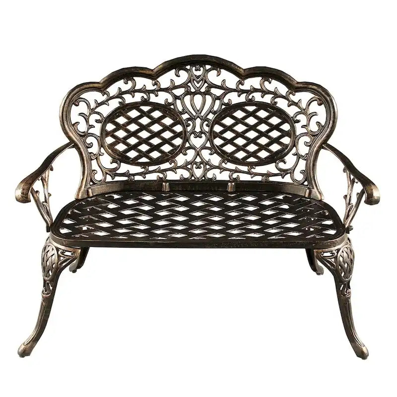 Ornate Traditional Outdoor Bronze Patio Garden Aluminum Loveseat