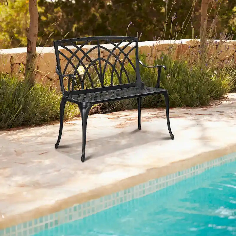 Outdoor Orchid Back Aluminum Bench