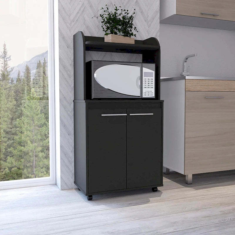 Modern Kitchen Cabinet Microwave Cart with 1 Shelf and 2 Doors