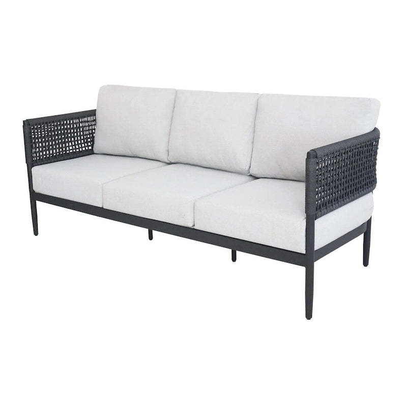 Outdoor Woven Abaca Rope 3 Seater Patio Sofa with Cushions