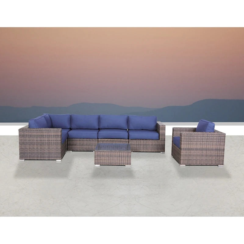 LSI 7 Piece Sectional Seating Group with Sunbrella Cushions