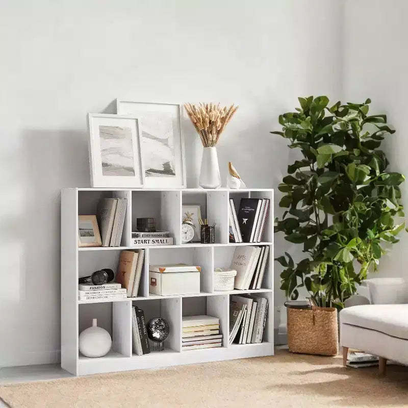 Cube Bookcase, Freestanding Storage Unit with 11 Open Compartments