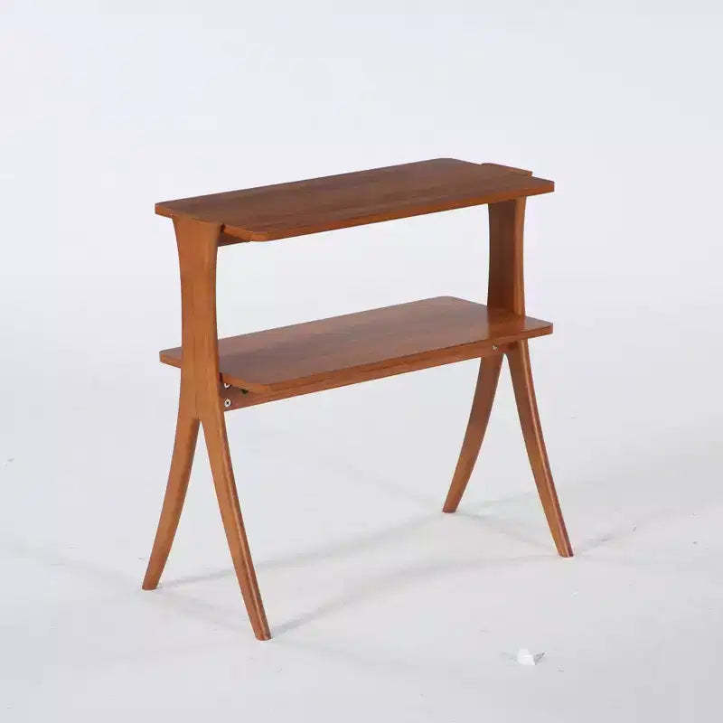 Tribesigns Tall Narrow End Table with 2-Tier Storage Shelf and Solid Wood Legs