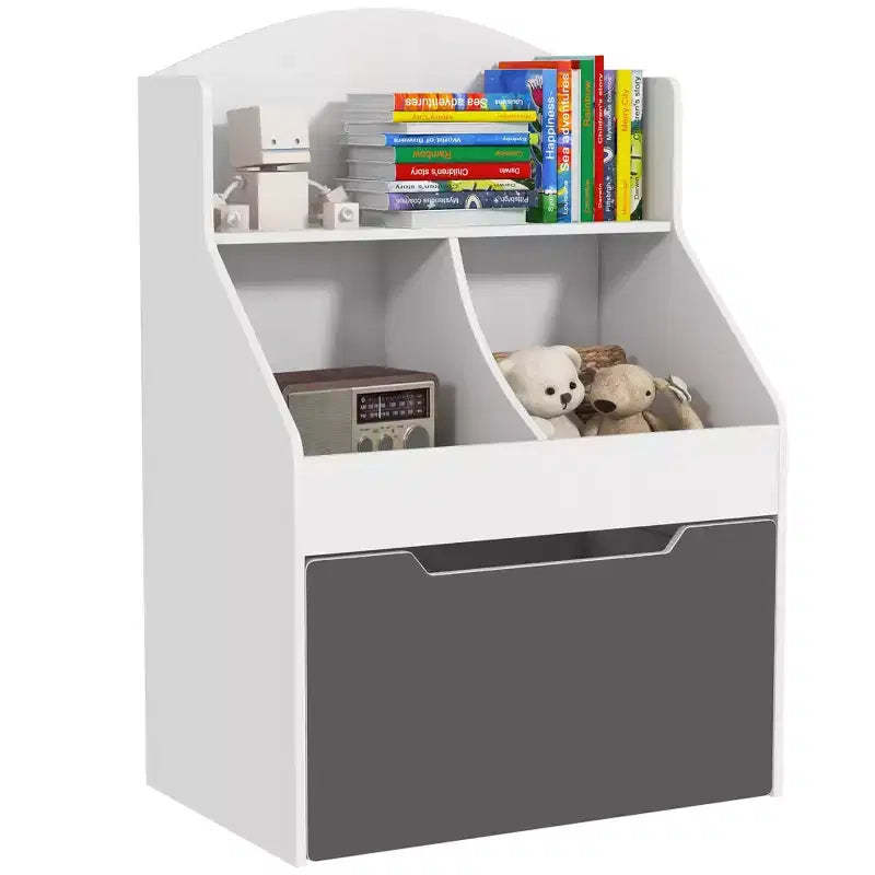Qaba Kids Bookshelf, 3 Tier Bookcase, Toy Storage Organizer for Toddlers with Drawer for Playroom, Nursery, Bedroom, Classroom, White