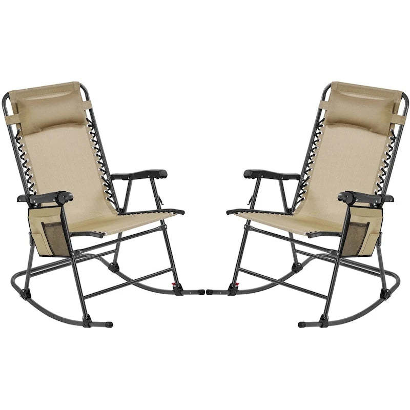 Yaheetech 2pcs 26in Rocking Chair Foldable Outdoor Lounge Chair