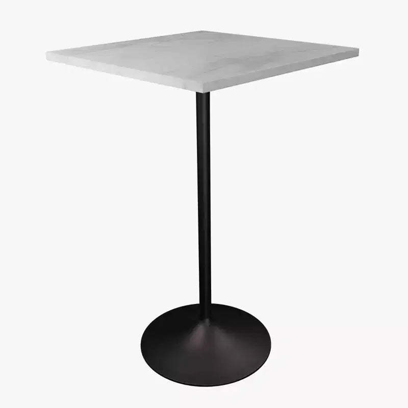LeisureMod Verve 27 Sqaure Bar Height Dining Table - Modern Resin Top with Black Steel Pedestal Base Counter Height Table for Kitchen, Home, and Pub