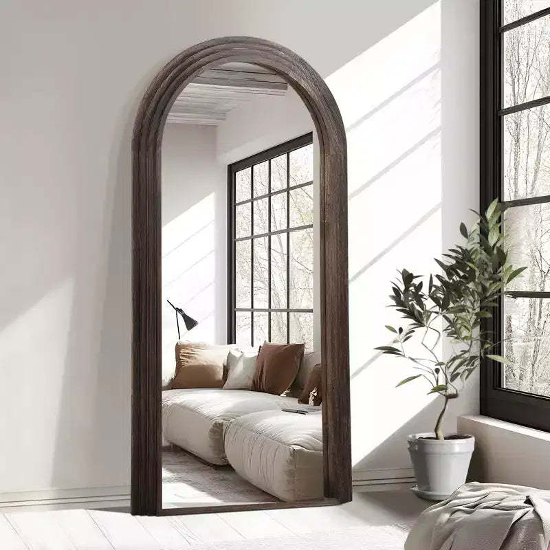 Dovelina Arched Solid Wood Staircase Frame Design Full Length Mirror