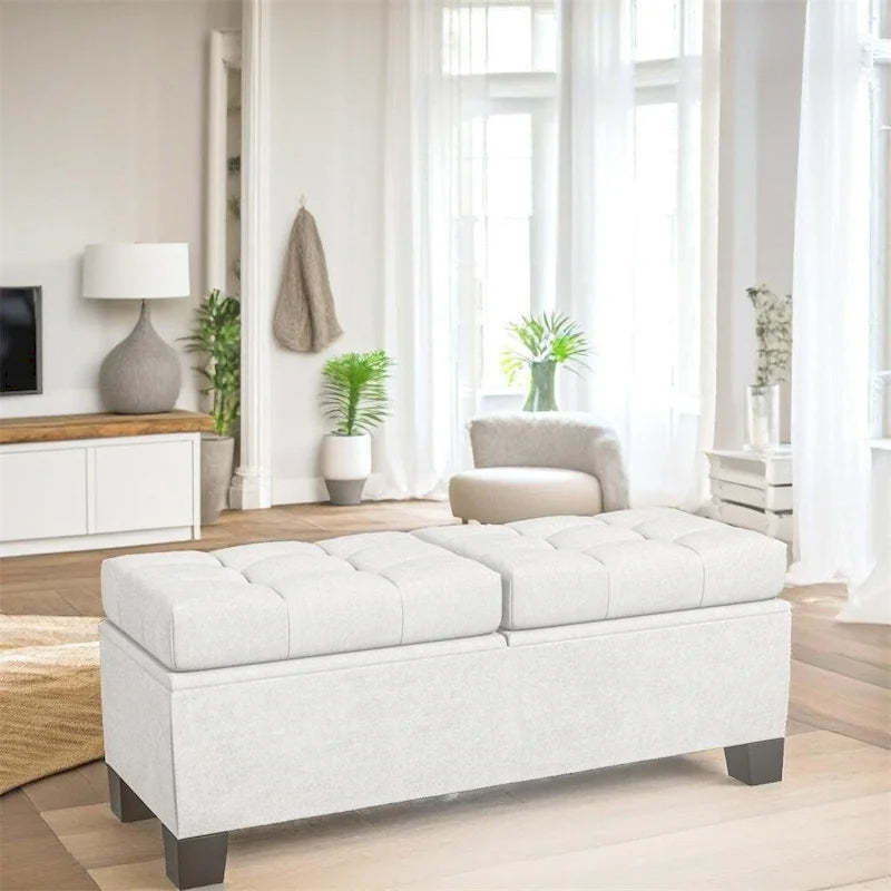 46 Storage Upholstered Ottoman Bench with Steel Frame