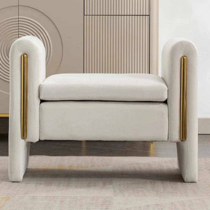 Velvet Fabric Single Bench Shoe Bench Makeup Bench For Bedroom Indoor
