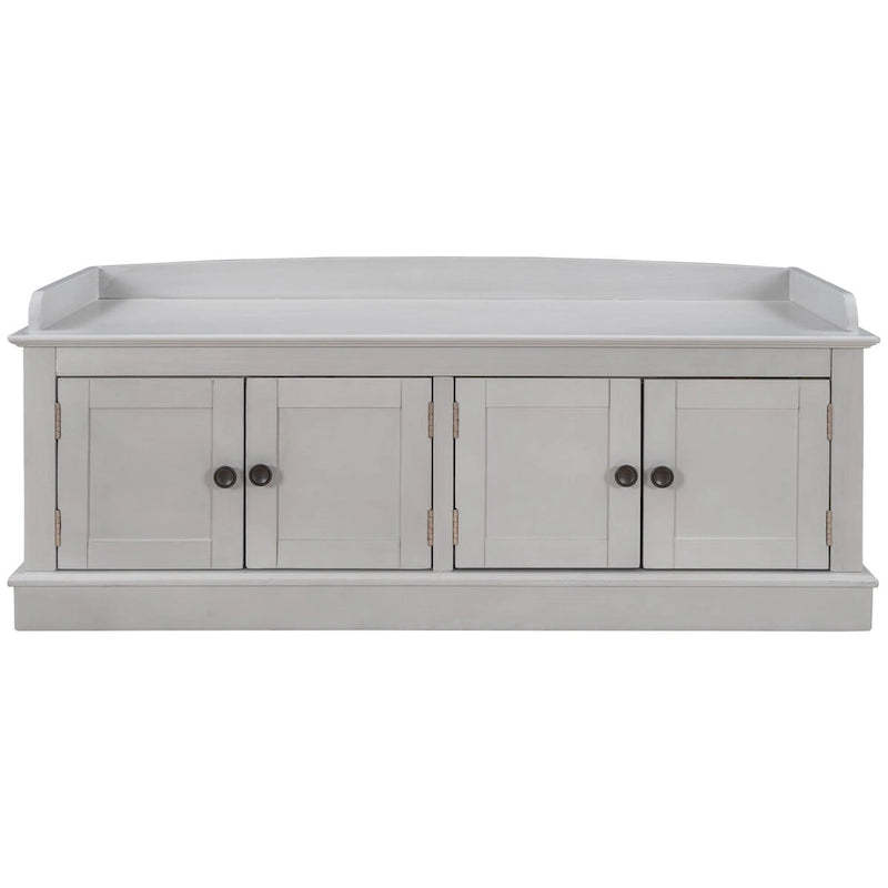 4-door Storage Bench with Adjustable Shelves and Removable Cushion - 42.7L x 15.9W x 17.4H