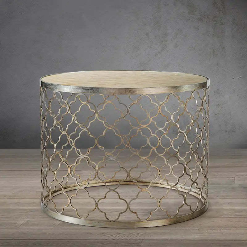 CraftHome W22 Natural Capiz Seashell French Single Round Coffee Table - 22 x 17