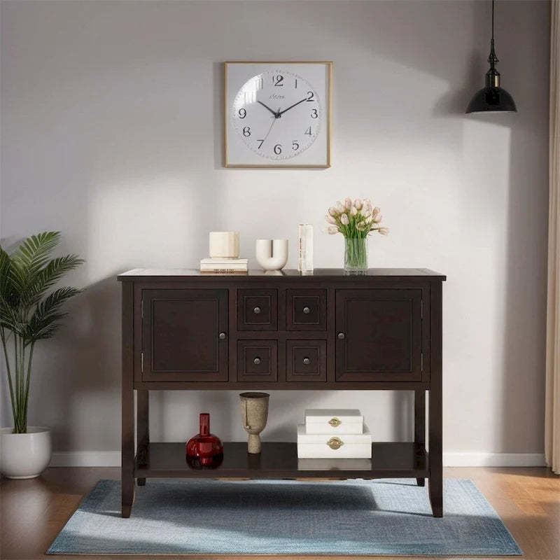 Cambridge Series Ample Storage Vintage Console Table w/Four Drawers