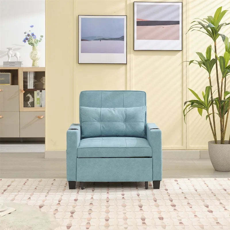 3-in-1 Pull Out Futon Convertible Chair with USB Ports