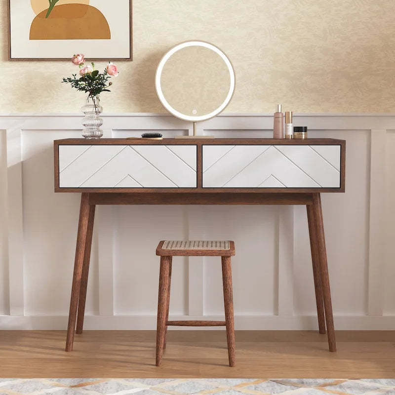 Entryway Table with 2 Carved Panel Drawers, Console Table with Storage Space and Wood Legs,Sofa Table Behind Couch for Hallway