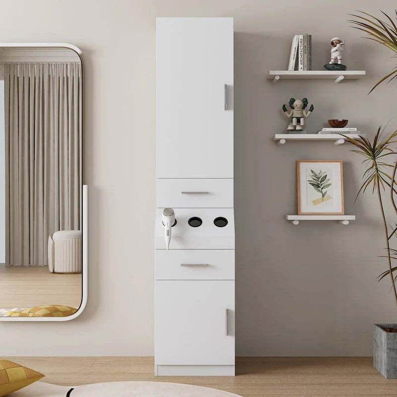 Barber Stations with 2-Tier Storage Shelf with Door,Hair Styling Storage Cabinet with 2 Drawer