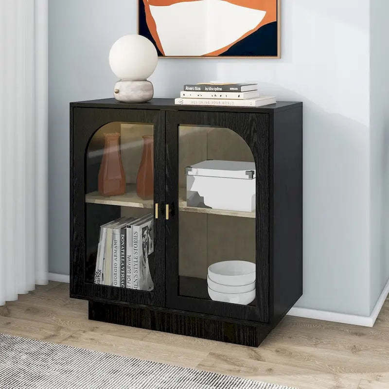 2 Storage Cabinet with Glass Door for Living Room,Dining Room,Study