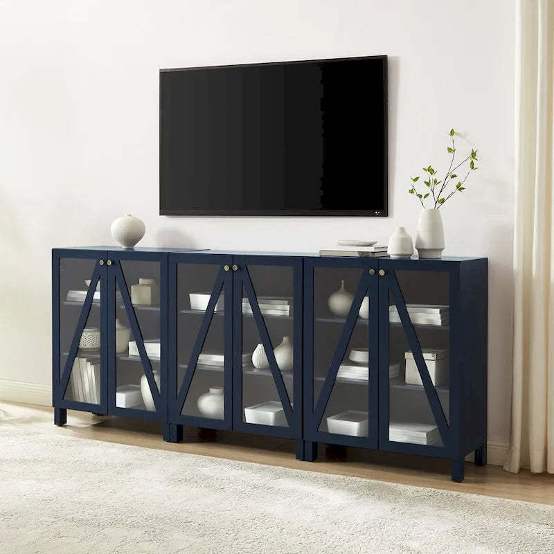 Crosley Cassai 3Pc Media Storage Cabinet Set