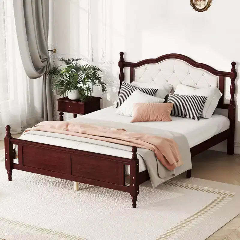 Queen Size Bed Frame with Headboard, Rustic Wood Platform Bed Frame, Wood Slat Support,No Box Spring Needed, Easy Assembly