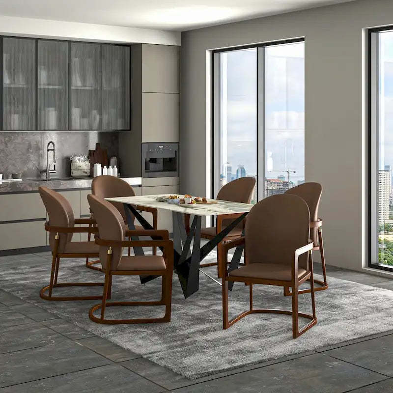 Modern Dining Chair in Upholstered Leather Svelta Series by LeisureMod