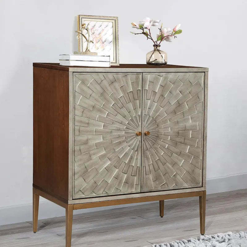 Mid-century Modern 2-door Wood Accent Cabinet Entry Coffee Table Storage Bedroom Sideboard Kitchen Buffets Chest - 29.5 inches