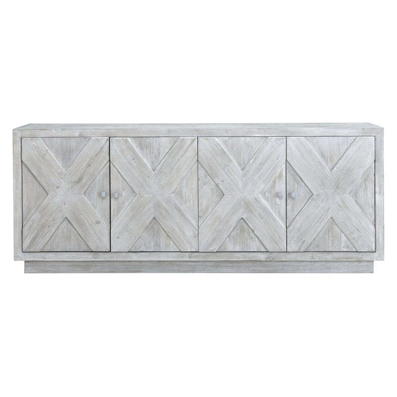 Addison 84 White Wash Reclaimed Pine Carved Sideboard