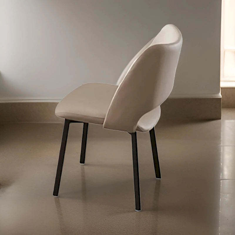 Hem 22 Inch Dining Chair Set of 2, Beige Faux Leather, Armless Open Back