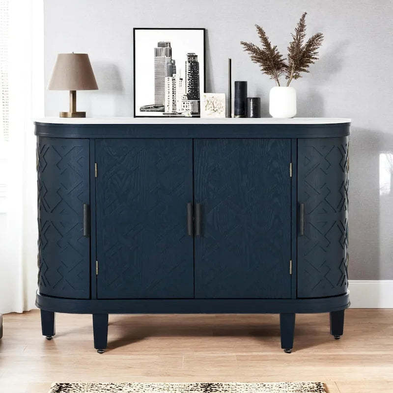 Wooden Cabinet with Antique Patterned Doors
