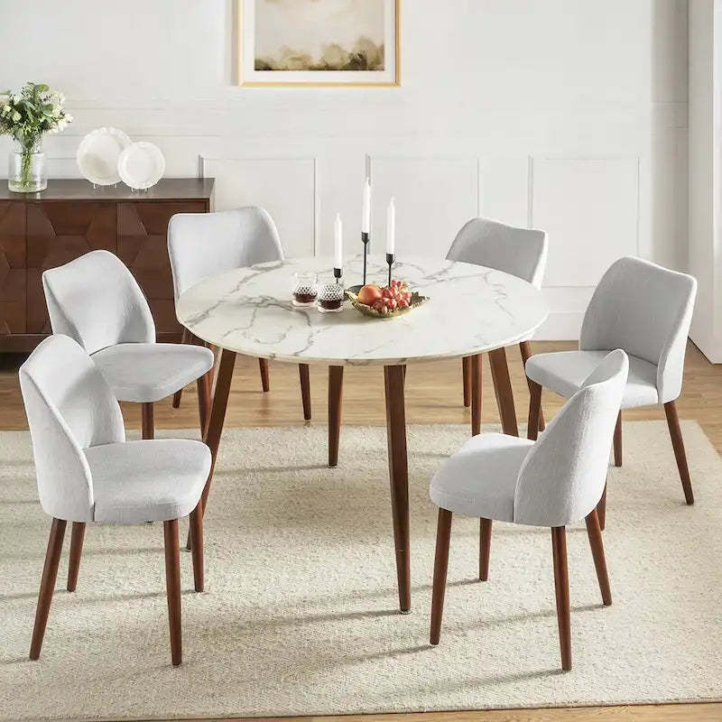 Melisa Upholstered Solid Wood Dining Chair Set of 6 by