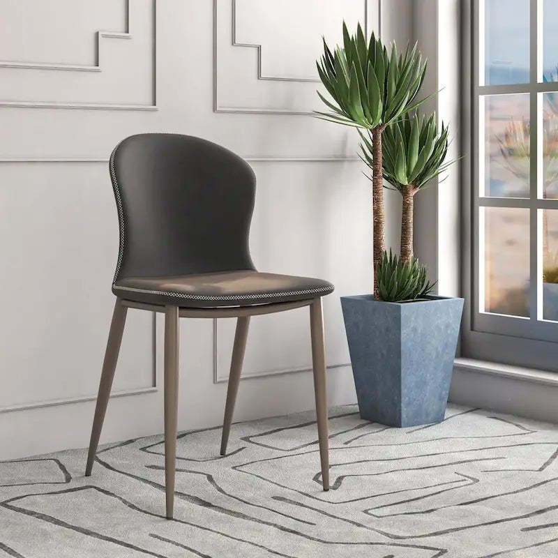 Mosaic Modern Upholstered Fabric Dining Chair with Metal Legs by LeisureMod
