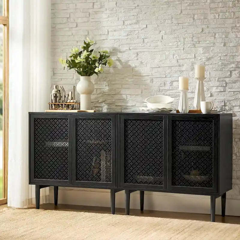 Modern Dominik 32Tall 2-Door Accent Cabinet with Light set of 2 by HULALA HOME
