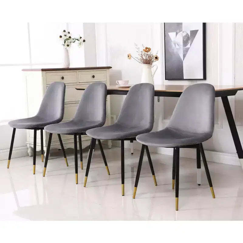 Roundhill Furniture Lassan Contemporary Fabric Dining Chairs, Gray, Set of 4