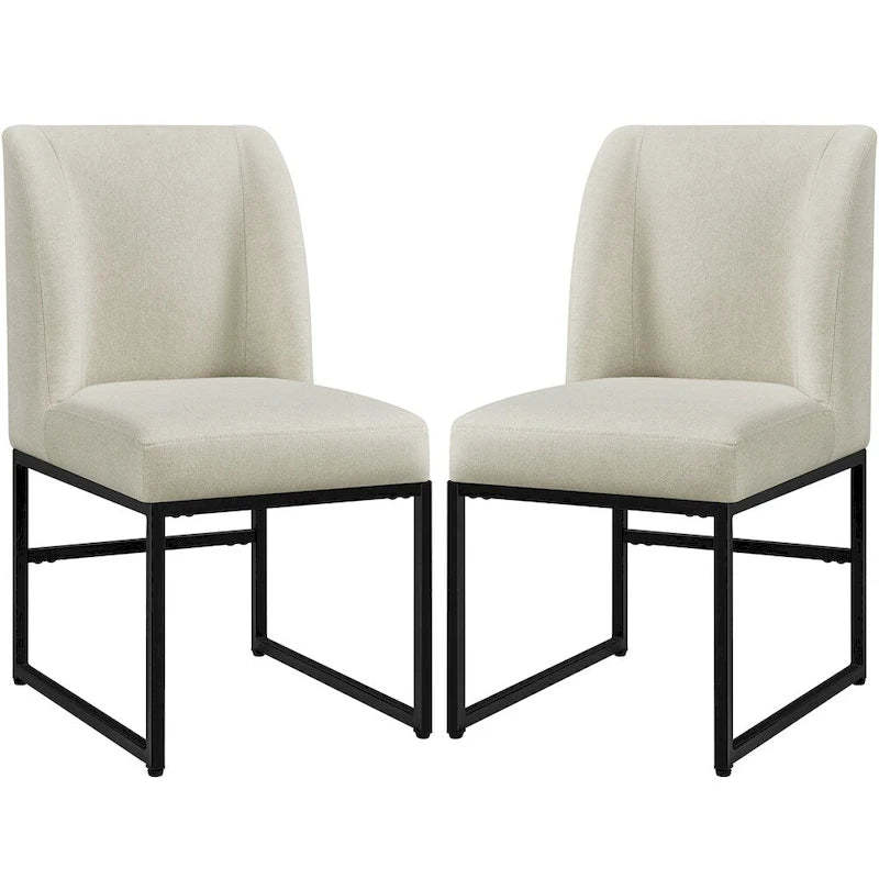 Yaheetech 2pcs Modern Upholstered Dining Chairs With Metal legs, Beige - N/A