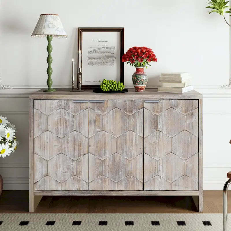 Accent Cabinet 3 Door Wooden Sideboard Buffet Server Cabinet