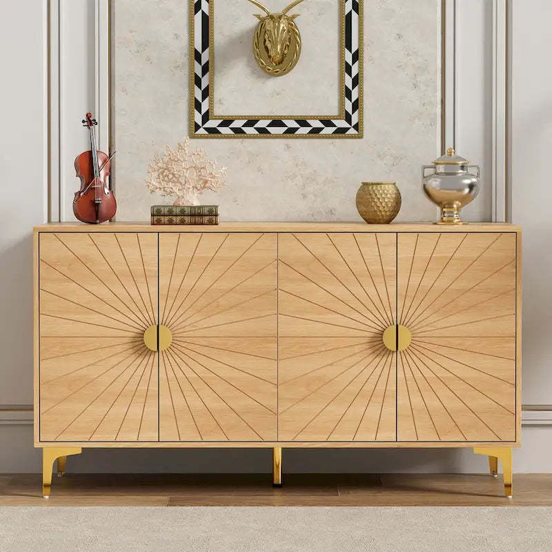 Sideboard Buffet Cabinet with Storage Four Door Adjustable Shelves Storage Cabinet Coffee Bar Cabinet