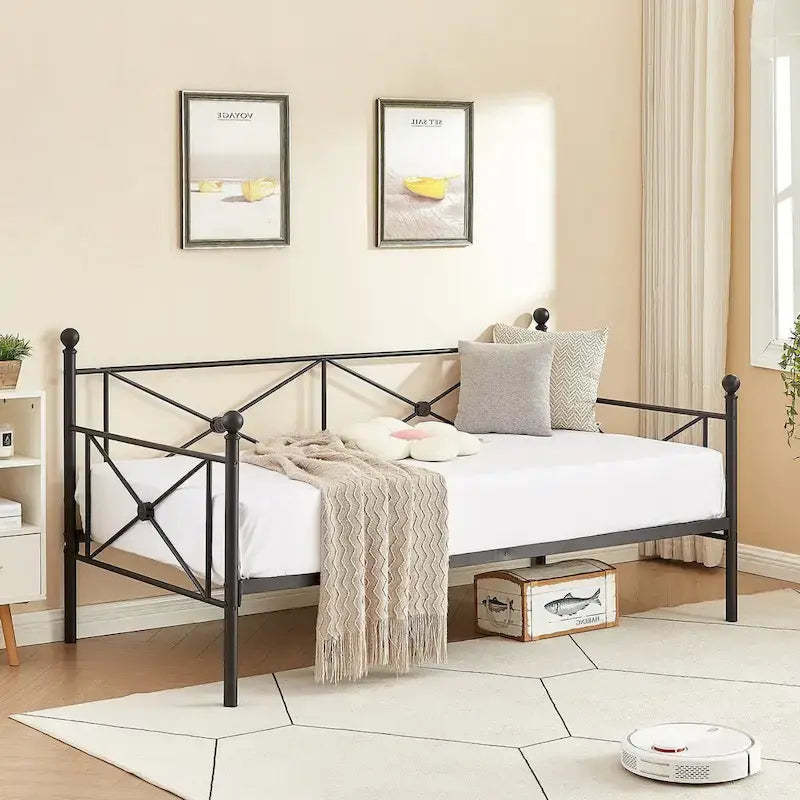 Javlergo Metal Daybed Frame Twin Size Sofa Bed with Steel Slats for Living Room Guest Room