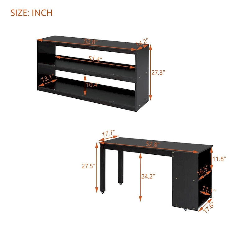 Nestfair Full Size Loft Bed with Retractable Writing Desk and 3 Drawers