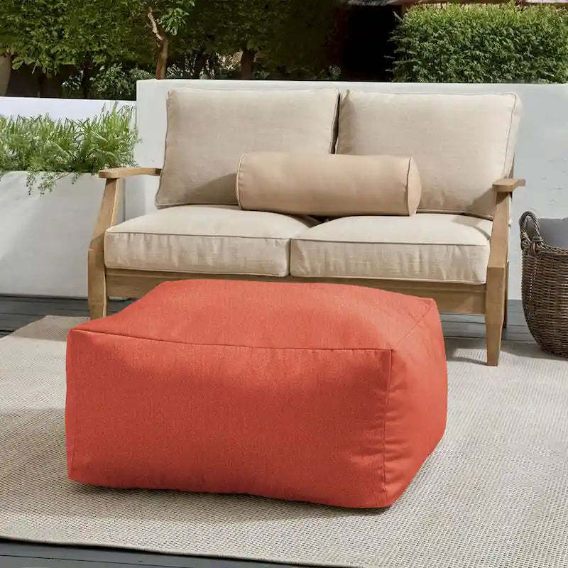 Sorra Home Sunbrella Outdoor Knife Edge Solid Bean Pouf