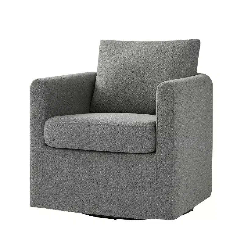 Bernhard Slipcovered Swivel Chair with textured fabric and flared armrests| HULALA HOME