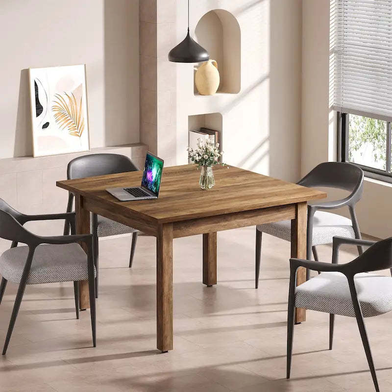 39.4 Inches Square Conference Table with Solid Wood Legs for Meeting Room