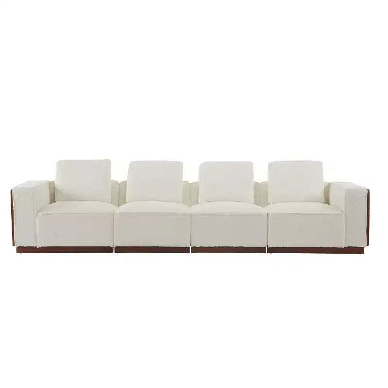 Christopher Knight Home Evelyn 4 Seater Upholstered Modular Sofa with Pillows, Beige/Brown