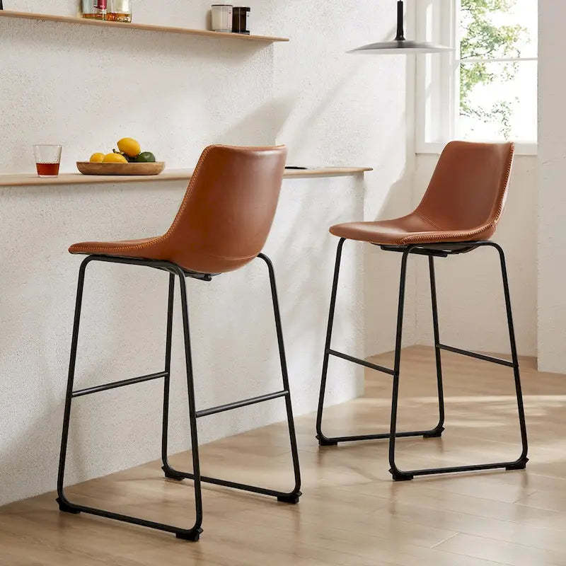 Leather 30 inch Leather Counter Height Bar Stools Bar Stools Set of 2