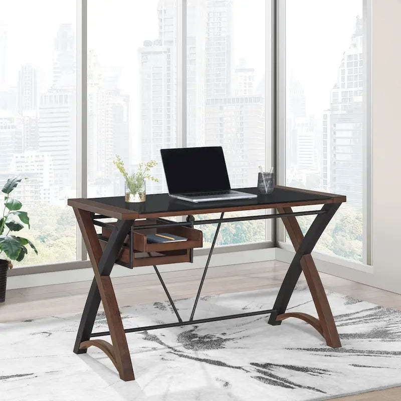 48 Glass-Top Desk with Storage