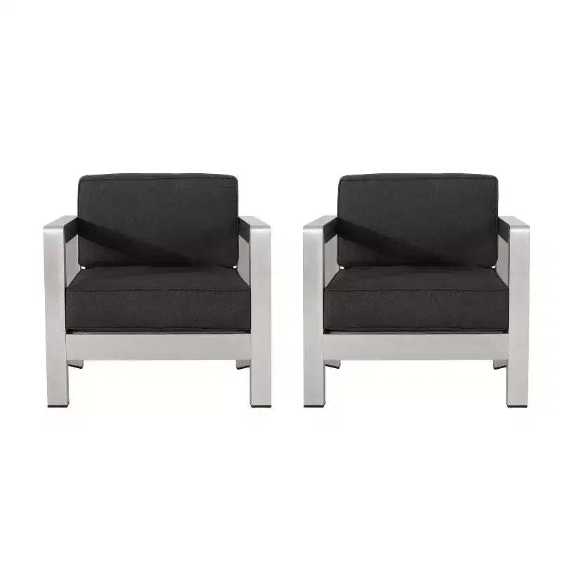 Christopher Knight Home Aviara Outdoor Modern Aluminum Club Chair with Cushions (Set of 2)