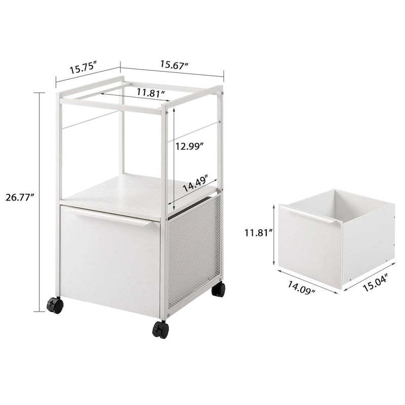 Mobile Vertical File Cabinet with Filing Holders, Printer Stand with Open Storage Shelf, fits A4 or Letter Size for Home Office