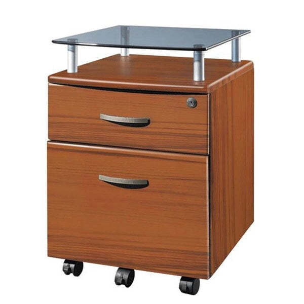 Porch & Den Capilano Glass Top Rolling File Cabinet