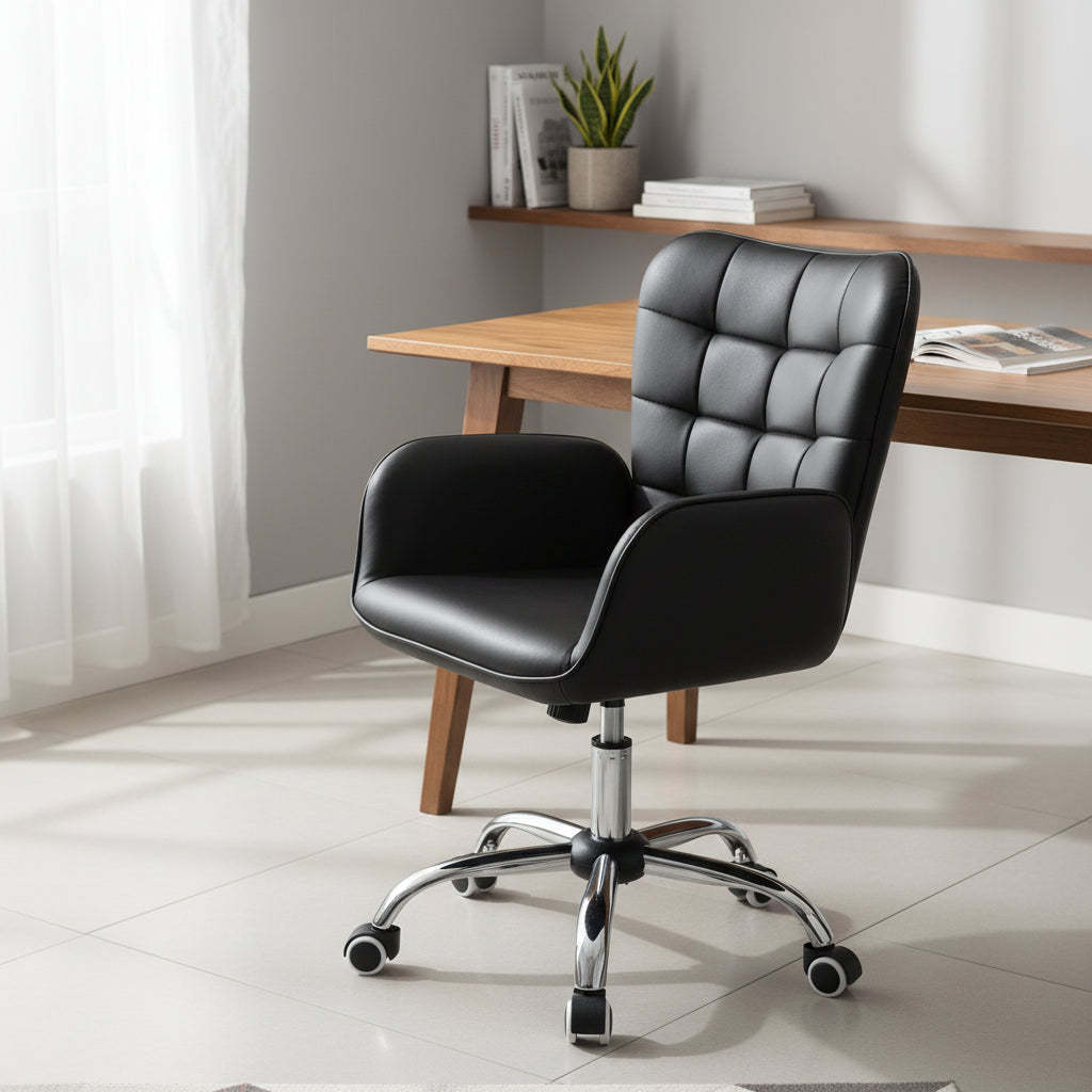Yaheetech Faux Leather Desk Chair with Padded Armrests Modern Office Chair - N/A